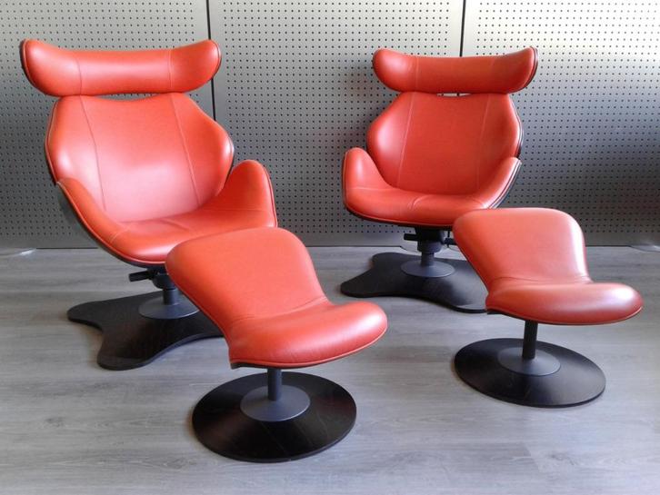 Set van 2x Stokke (Variér) Tok (Oranje Leder), Heel Mooi!, Huis en Inrichting, Fauteuils, Zo goed als nieuw, Hout, Leer, Metaal