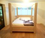Stoer robuust 2 persoons hemelbed hout, Ophalen, Zo goed als nieuw, Tweepersoons, Modern robuust design