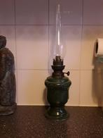 Antiek olielamp 42cm hoog  groen keramiek voet, Antiek en Kunst, Antiek | Lampen, Ophalen of Verzenden