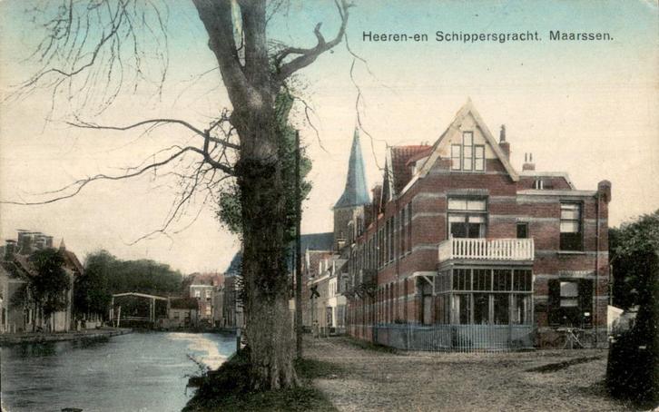Maarssen Heeren- en Schippersgracht zie tekst adreszijde, Verzamelen, Ansichtkaarten | Nederland, Gelopen, Utrecht, Voor 1920