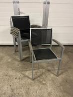 2 stuks Luxe textileen horeca terras stoelen Satelliet, Tuin en Terras, Tuinstoelen, Ophalen, Gebruikt, Aluminium, Stapelbaar