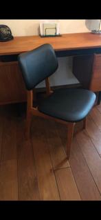 Vintage Teak Bureastoel met Leer - Prima Staat, Ophalen of Verzenden, Gebruikt