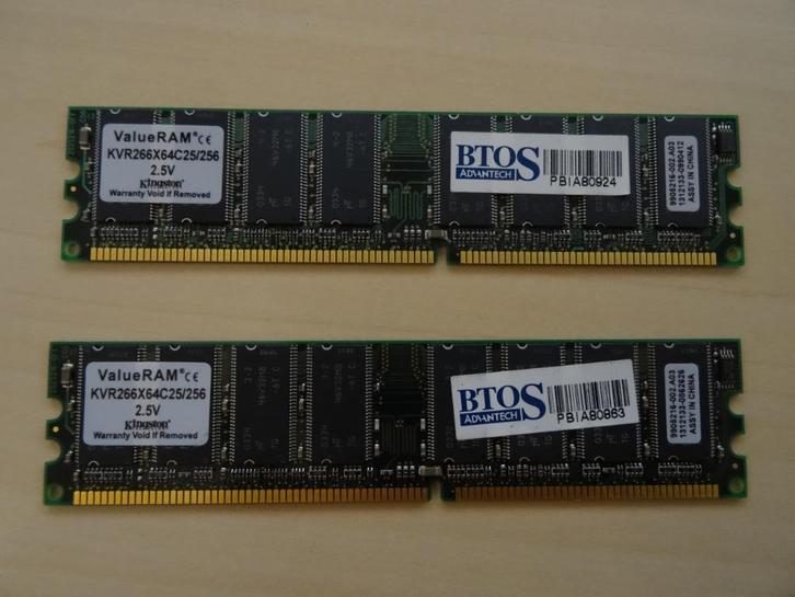 Kingston DDR 2x256MB, Computers en Software, RAM geheugen, Gebruikt, Desktop, 1 GB of minder, DDR, Ophalen of Verzenden