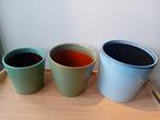 Bloempotten set keramiek diameter 12 - 15,5 - 17,5cm, Ophalen, Rond, Binnen, Zo goed als nieuw