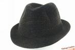 Vintage Vissers gleufhoed Impercork zwart en bruin wolmix 57, Impercork, Hoed, Ophalen of Verzenden, 57 cm (M, 7⅛ inch) of minder