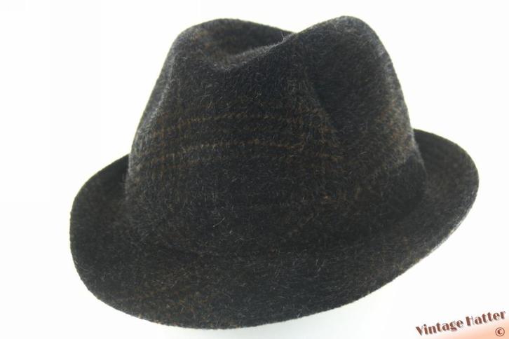 Vintage Vissers gleufhoed Impercork zwart en bruin wolmix 57, Kleding | Heren, Hoeden en Petten, Zo goed als nieuw, Hoed, 57 cm (M, 7⅛ inch) of minder