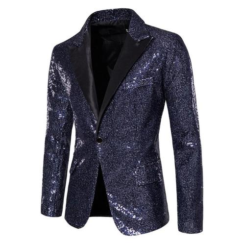Heren donkerblauw glitter colbert / blazer paillet glimmend, Kleding | Heren, Kostuums en Colberts, Nieuw, Blauw, Verzenden