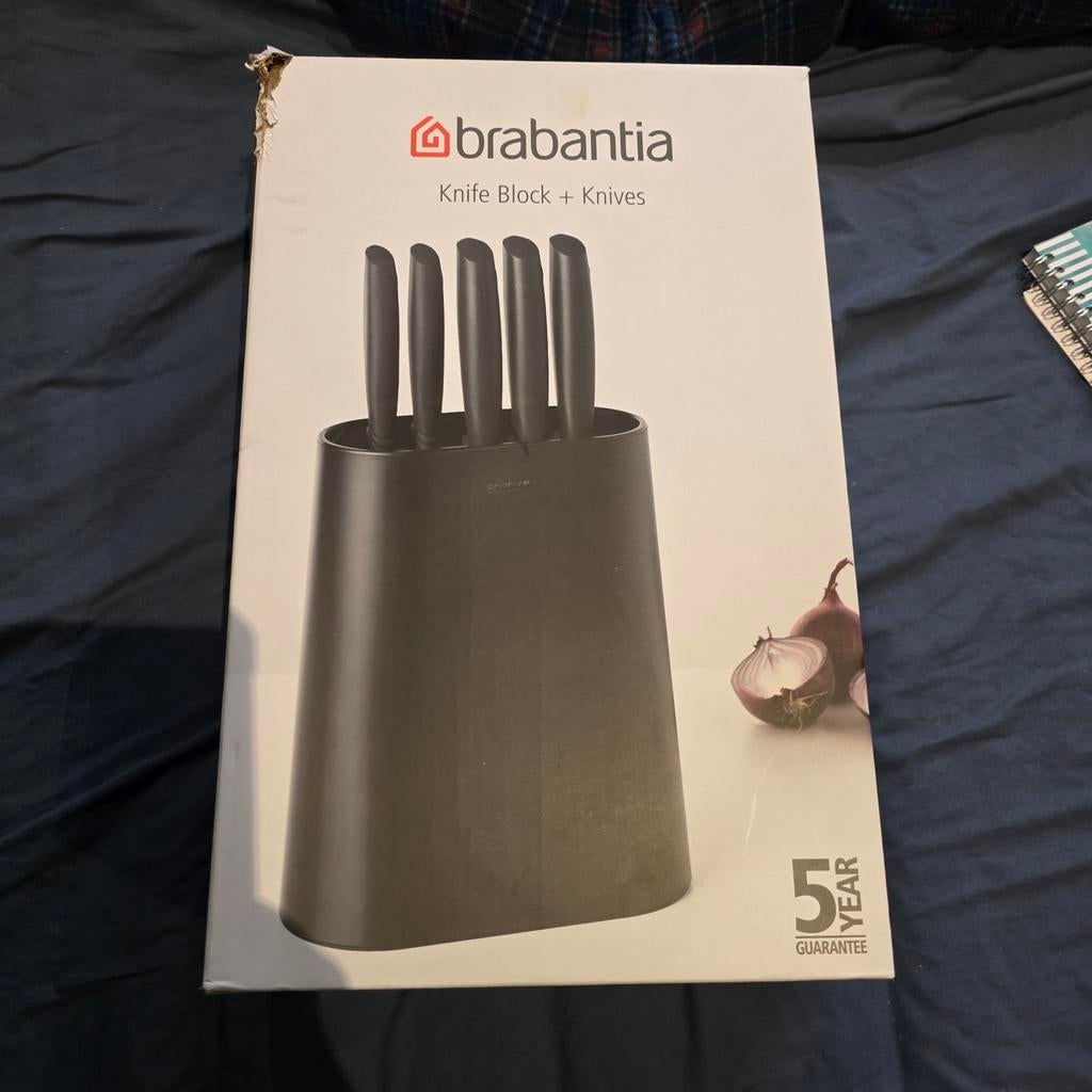 Messen set keuken nieuw brabantia knife block + knives, Ophalen of Verzenden, Nieuw, Rvs of Chroom, Bestekset