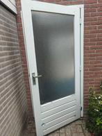 Hardhouten achterdeur met gaasglas, slot sleutel en klink, Ophalen, Gebruikt, 80 tot 100 cm, Overige typen