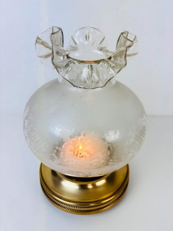 Antieke Franse glas theelichthouder voet Art Nouveau 1900, Antiek en Kunst, Antiek | Kandelaars, Koper of Brons, Ophalen of Verzenden