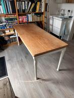 Tafel eettafel 172 x 72 cm. Houten blad met wit onderstel, Huis en Inrichting, Tafels | Eettafels, Ophalen, Gebruikt, 50 tot 100 cm