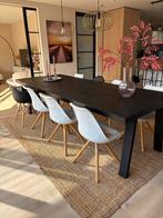 Eetkamerstoelen wit met houten onderstel, Ophalen, Kunststof, Wit, Zo goed als nieuw