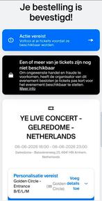 kanye west gelredome 6 juni 1x golden circle ticket, Eén persoon, Juni