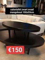 Nieuwe salontafel zwart ovaal mangohout 100x55cm €150, Ophalen, ., Nieuw, .