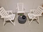 Goede witte kampeerstoelen  tuinstoelen 3 stuks, Ophalen, Gebruikt, Kunststof