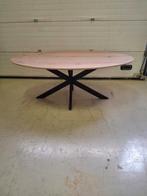 Eiken tafel ovaal , 200x100x3 incl zwarte spinpoot, Ophalen, 100 tot 150 cm, 200 cm of meer, Zo goed als nieuw