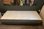 Grijze boxspring met matras - 90x200 cm, Huis en Inrichting, Slaapkamer | Bedden, Ophalen, Gebruikt, 90 cm, Eenpersoons