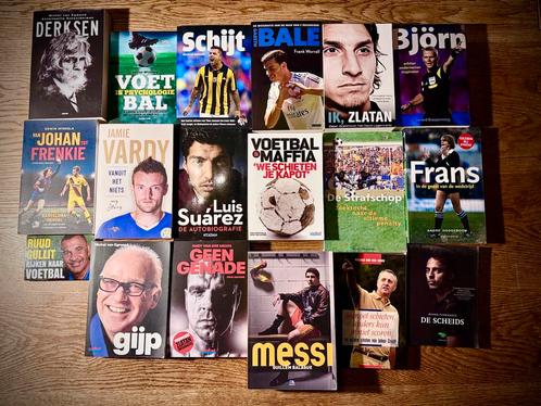 18 voetbalboeken – Cruijff, Messi, Zlatan, Gijp ..., Boeken, Biografieën, Zo goed als nieuw, Sport, Ophalen of Verzenden