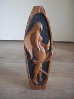 houtsnijwerk dame kandelaar holder, Verzenden