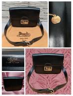 Elegante Vintage Céline Schoudertas Zwart Leer, Sieraden, Tassen en Uiterlijk, Tassen | Schoudertassen, Overige merken, Gebruikt