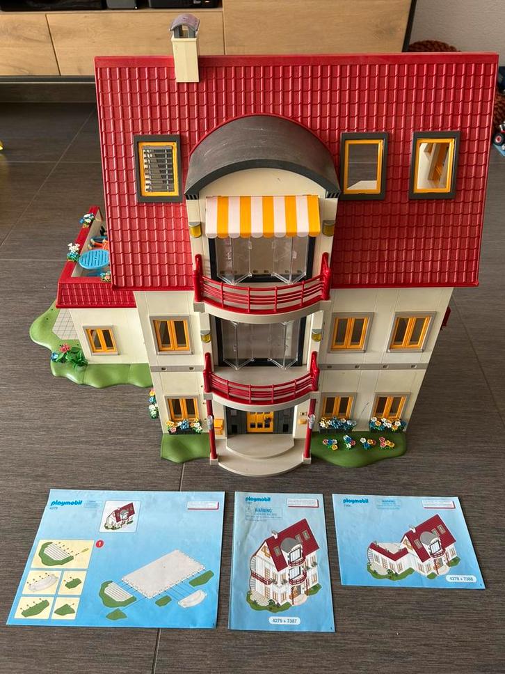 Playmobil Moderne Villa 4279&7387&7388 inclusief inrichting, Kinderen en Baby's, Speelgoed | Playmobil, Gebruikt, Ophalen of Verzenden
