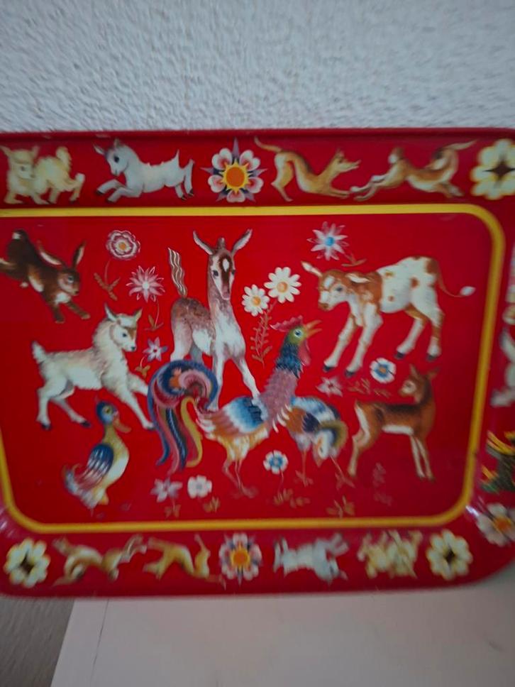 Vintage Dienblad met Boerderijdieren, Verzamelen, Speelgoed, Gebruikt, Ophalen of Verzenden