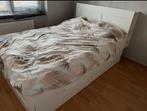 Compleet Brimnes bed, 2 lattenbodems beterbed en matras, Ophalen, Gebruikt, Wit, Tweepersoons