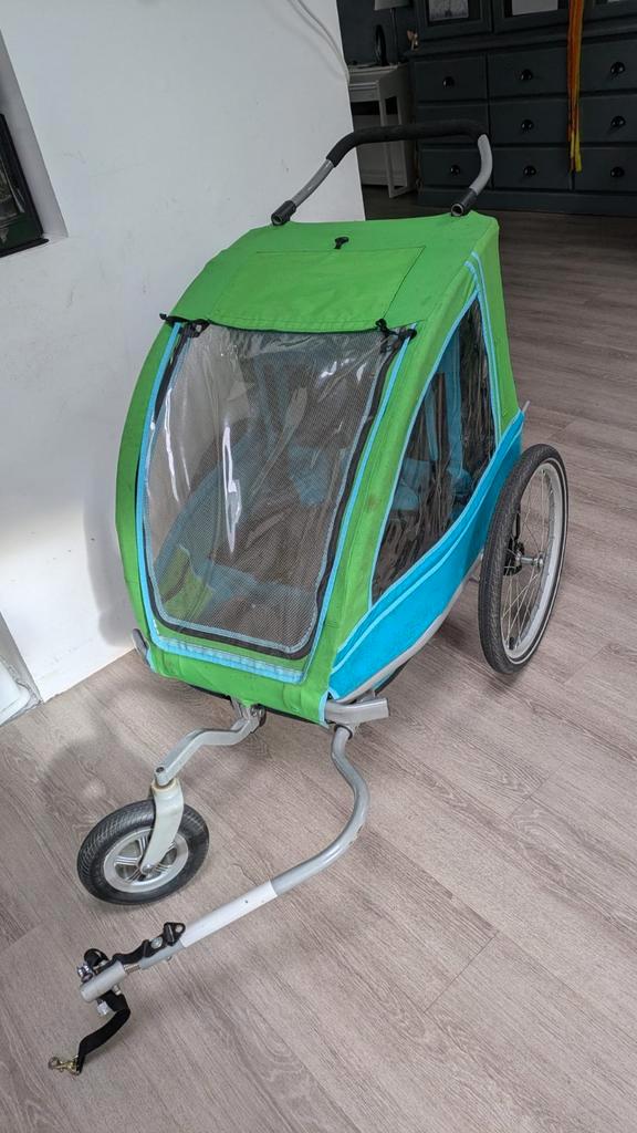 Fiets- /loopkar met zwenkwiel - Ideaal voor 2 kinderen!, Fietsen en Brommers, Fietsaccessoires | Fietsstoeltjes, Gebruikt, Ophalen