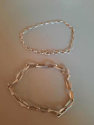 2 zilveren schakelarmbanden 20 cm beschikbaar voor biedingen