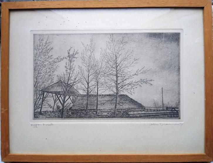 Ets ingelijst Hans Van Draanen  1971, Antiek en Kunst, Kunst | Etsen en Gravures, Ophalen of Verzenden