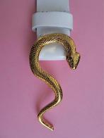 Wit leren lak leer riem slang slangen gesp goud verguld boho, Echt leder, 80 tot 90 cm, 3 tot 5 cm, Heupriem