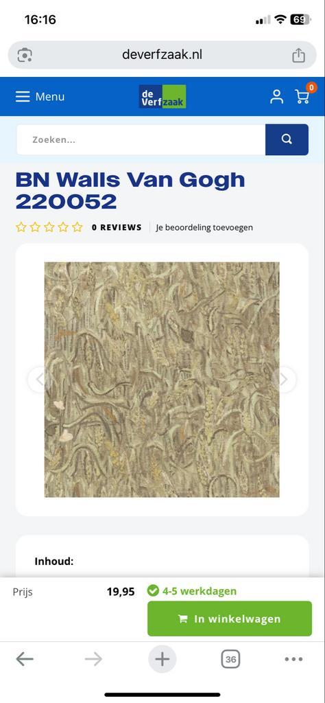 6 rollen BN Walls Van Gogh behangpapier - Nieuw!, Huis en Inrichting, Stoffering | Behang, Ophalen of Verzenden