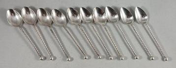 10 moccalepeltjes getorste steel antiek 835 zilver beschikbaar voor biedingen