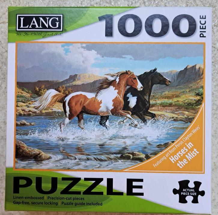 Puzzel paarden 1000 stukjes merk Lang, Hobby en Vrije tijd, Denksport en Puzzels, Zo goed als nieuw, Legpuzzel, 500 t/m 1500 stukjes