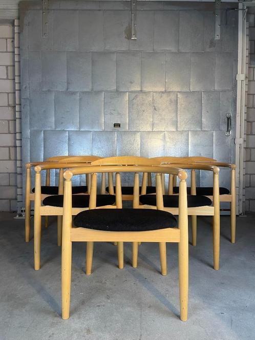 6X Hans Thyge Raunkjær Fauteuil Model 525, Huis en Inrichting, Stoelen, Gebruikt, Vijf, Zes of meer stoelen, Hout, Stof, Zwart