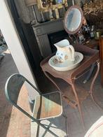 Antiek Frans ijzeren was  tafeltje met lampet set en stoeltj, Antiek en Kunst, Curiosa en Brocante, Ophalen of Verzenden