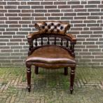 Chesterfield eetkamerstoel Fauteuil of Bureausstoel, Huis en Inrichting, Ophalen, Bruin, Zo goed als nieuw, Bureaustoel
