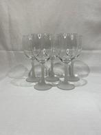 5x Vintage wijnglazen met mat witte voet, Ophalen of Verzenden