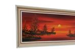 Vintage schilderij "rode zonsondergang", Antiek en Kunst, Kunst | Schilderijen | Klassiek, Ophalen