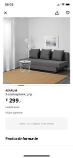 Slaapbank Asarum IKEA grijs, Huis en Inrichting, Tweepersoons, Zo goed als nieuw, 200 cm, Grijs