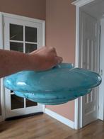 Prachtige vintage art deco gemarmerde glazen lampenkap, Huis en Inrichting, Lampen | Lampenkappen, Ophalen, Blauw, Rond, Zo goed als nieuw