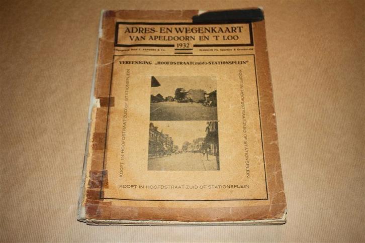 Adres- en Wegenkaart van Apeldoorn en 't Loo - 1932 !!, Boeken, Atlassen en Landkaarten, Gelezen, Landkaart, Nederland, 1800 tot 2000