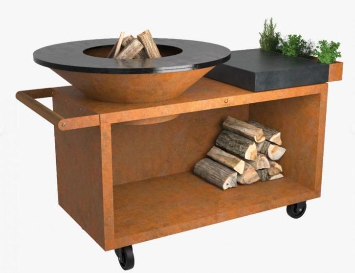 Ofyr Island Corten 100 PRO - Keramiek, Tuin en Terras, Houtskoolbarbecues, Gebruikt, Met accessoires, Ophalen