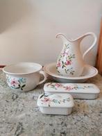 Compleet lampetstel wit met gekleurde bloemen, Ophalen of Verzenden