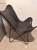 Vlinderstoel met lederen zit, Ophalen, Zo goed als nieuw, Zwart, Eén