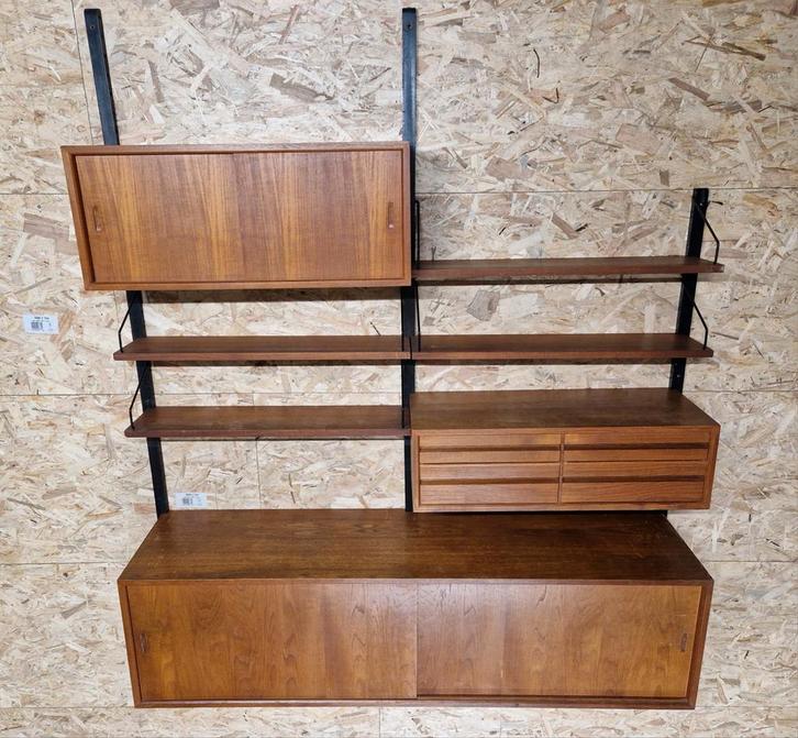 Poul Cadovius Royal System wandkast wandsysteem teak, Huis en Inrichting, Kasten | Wandmeubels, Gebruikt, 150 tot 200 cm, 150 tot 200 cm