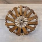 Teakhouten vintage mand / fruitschaal, Huis en Inrichting, Woonaccessoires | Schalen en Manden, Gebruikt, Rond, Ophalen of Verzenden
