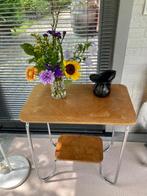 Vintage buisframe bijzettafel Art Deco jaren 30., Gebruikt, Art Deco, 60 cm of meer, Rechthoekig