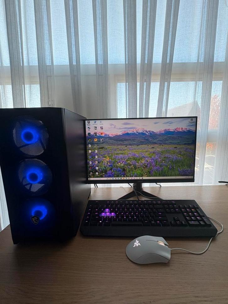 Game PC + Razer toetsenbord en muis + Monitor, Computers en Software, Desktop Pc's, Gebruikt, Onbekend, HDD, SSD, 16 GB, Met videokaart