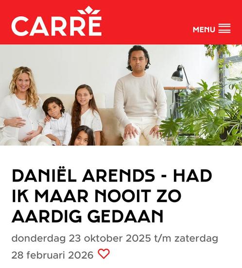 RUILEN - 5 kaartjes voor Daniel Arends in Carre, Tickets en Kaartjes, Kortingen en Cadeaubonnen, Twee personen, Overige typen